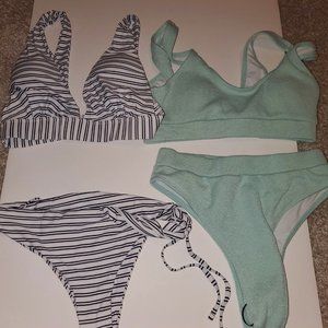 SHEIN BIKINIS ( 2) Striped and Green Size Small